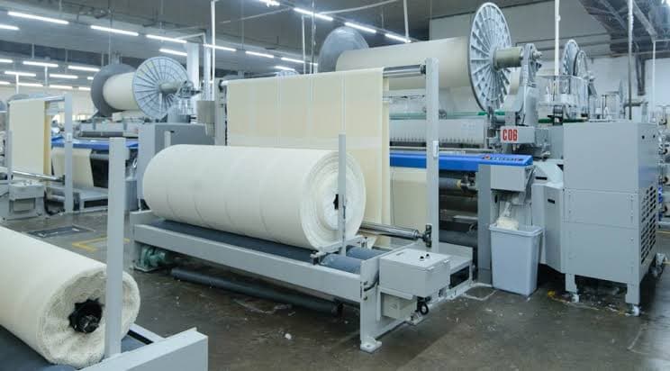 Weaving machines inside the factory